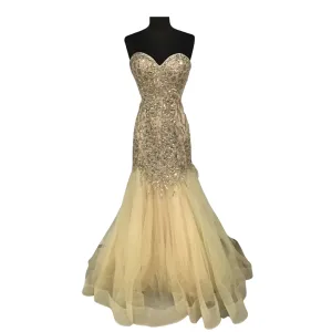 BLUSH PROM Long Strapless Champagne Gown Size 8 NWT