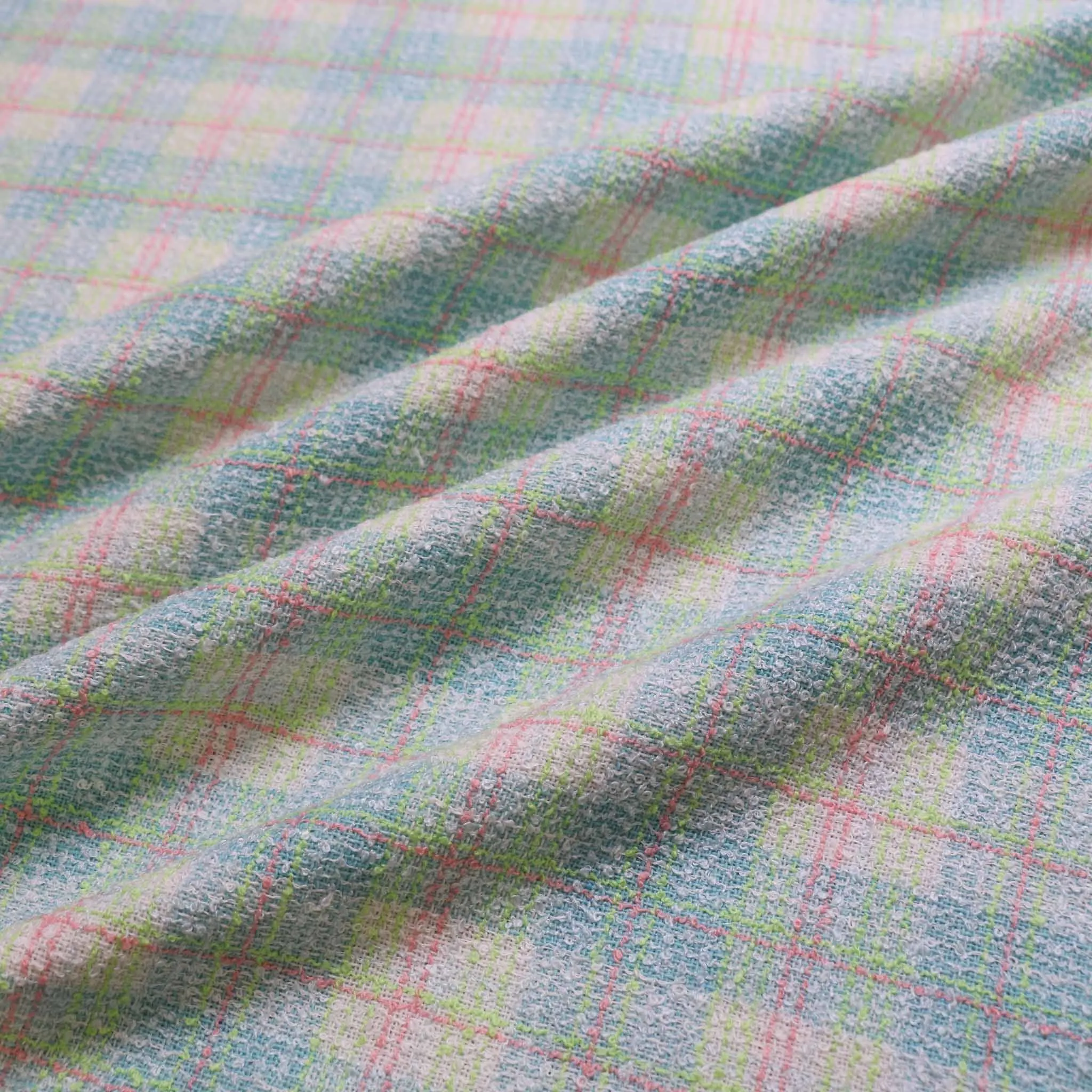 Boucle fabric - Pink, blue, beige, green