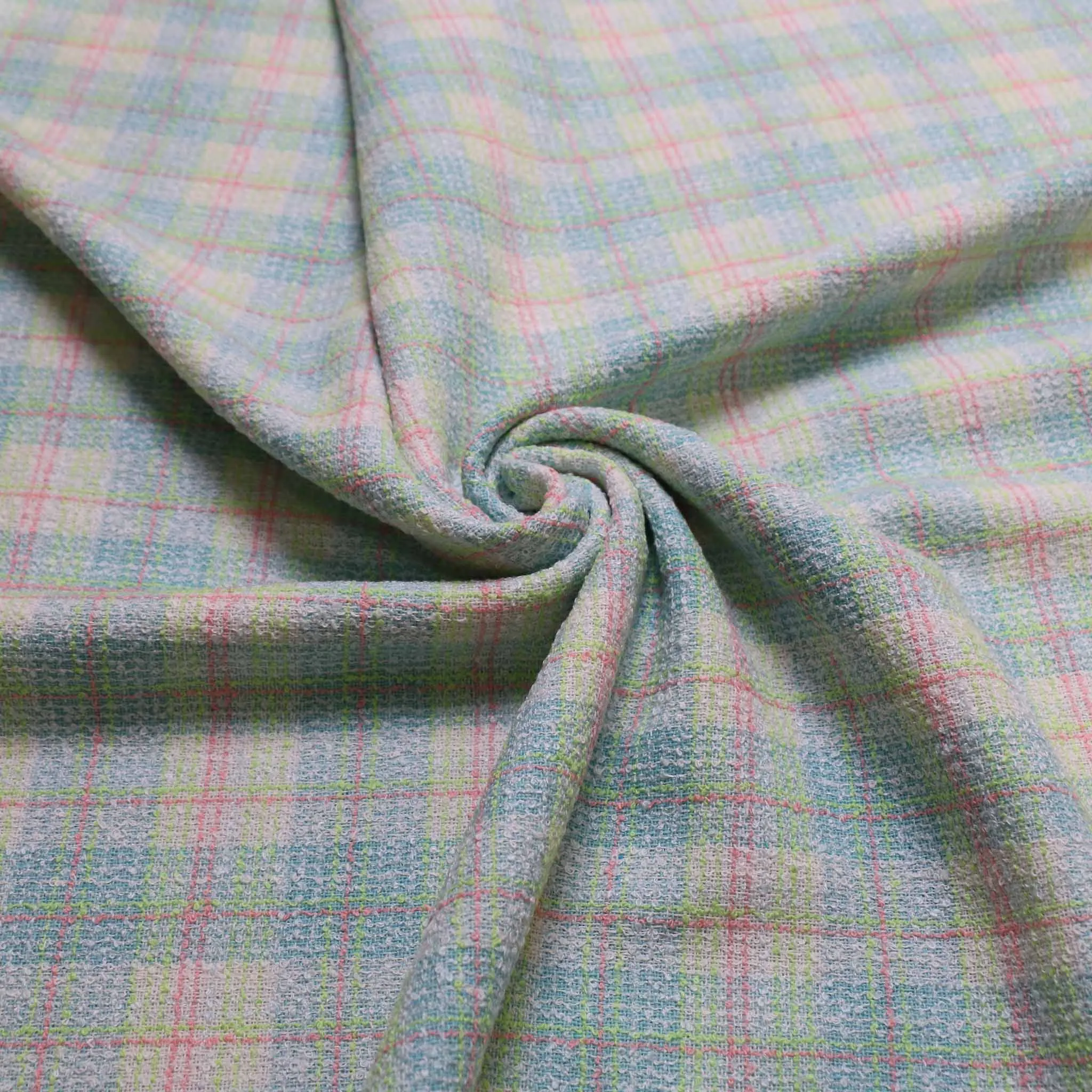 Boucle fabric - Pink, blue, beige, green