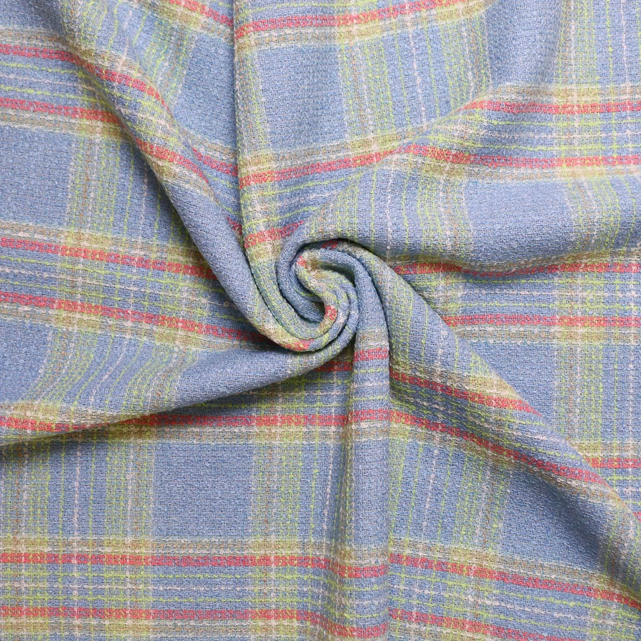 Boucle fabric - Pink, blue, beige, green