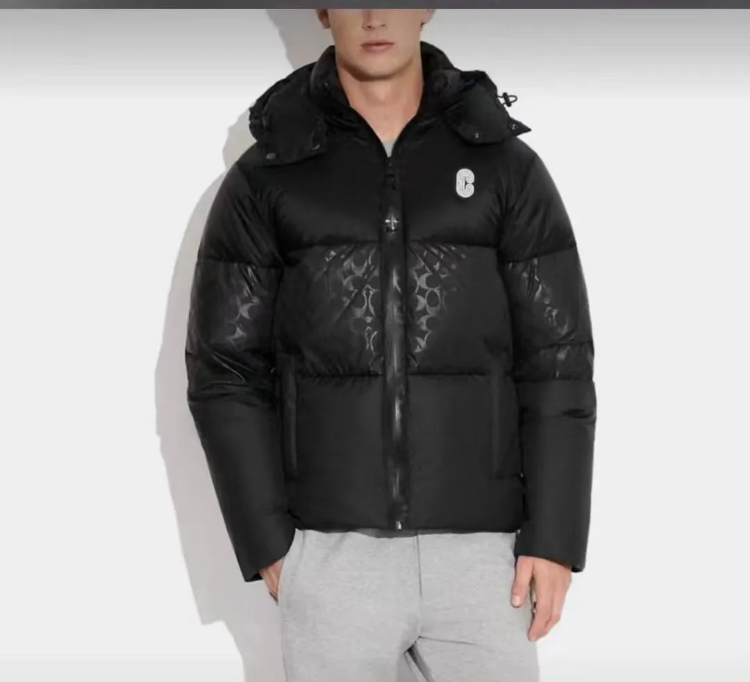 Branded Color-Block Down Jacket