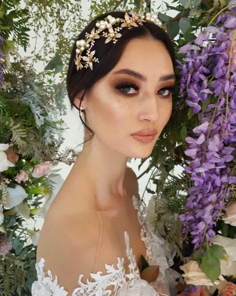 Bridal headpiece - floral and pearl headband - Enchanted Garden by Kezani