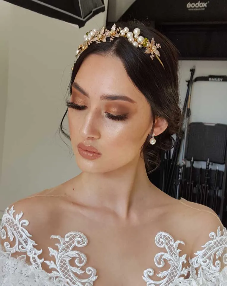 Bridal headpiece - floral and pearl headband - Enchanted Garden by Kezani