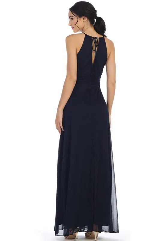 Bridesmaid Formal Prom Dress Halter Tie