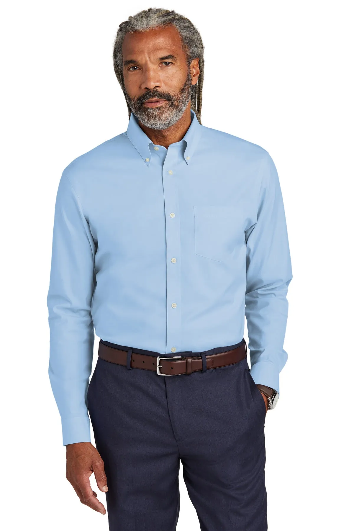 Brooks Brothers Tall Wrinkle-Free Stretch Pinpoint Shirt TBB18000 Newport Blue Tall