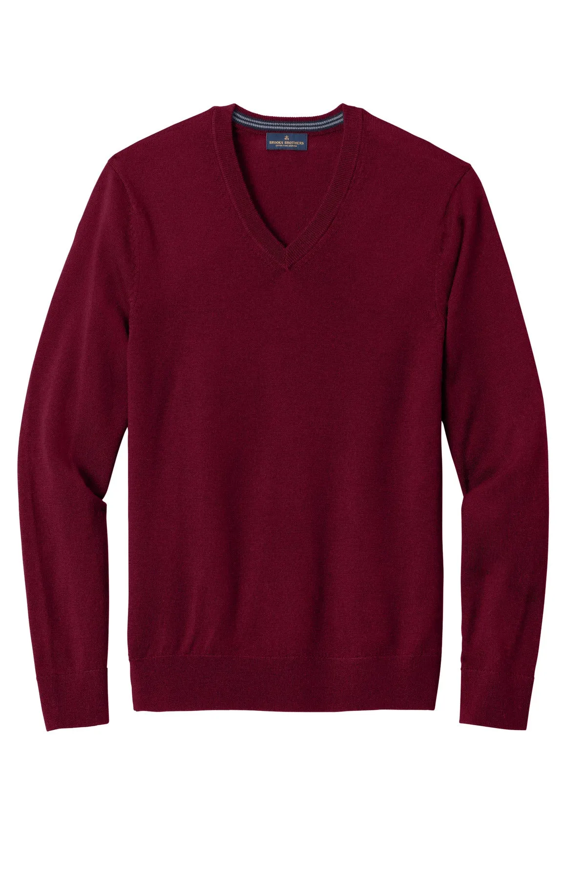 Brooks Brothers Washable Merino V-Neck Sweater BB18410 Vintage Port