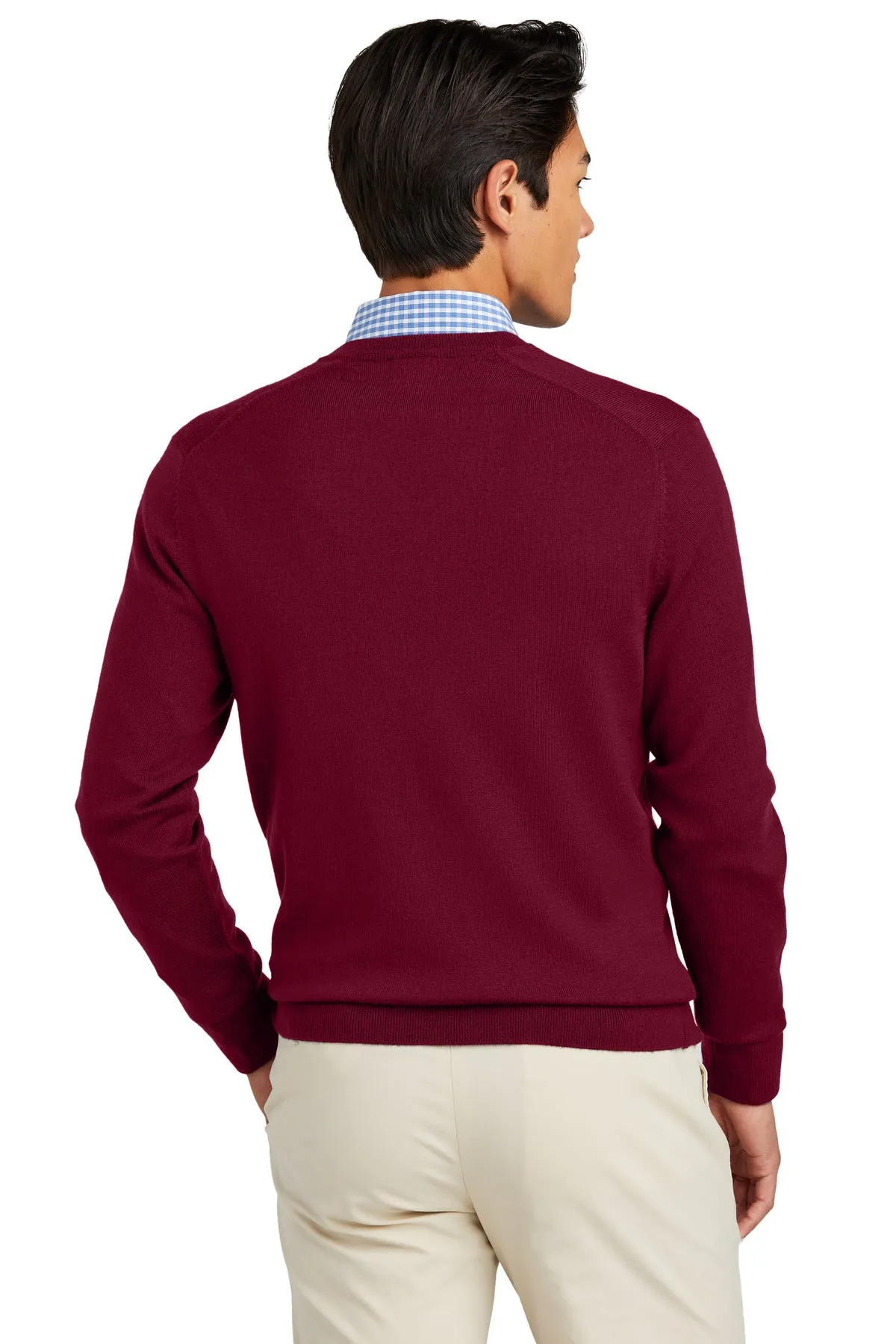 Brooks Brothers Washable Merino V-Neck Sweater BB18410 Vintage Port
