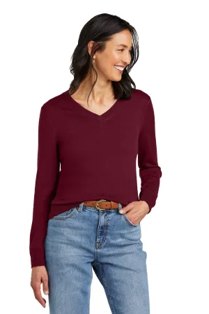 Brooks Brothers Women's Washable Merino V-Neck Sweater BB18411 Vintage Port