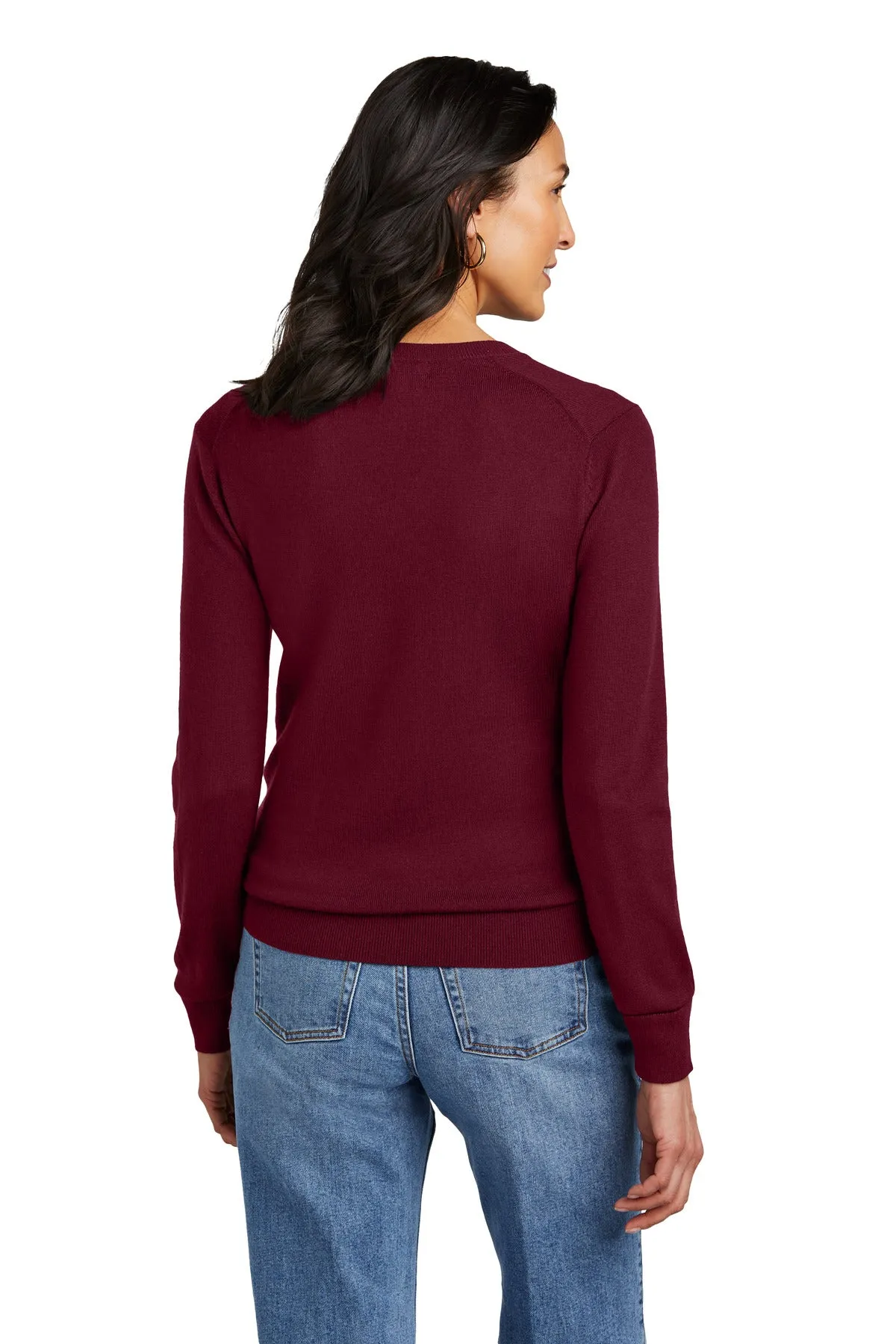 Brooks Brothers Women's Washable Merino V-Neck Sweater BB18411 Vintage Port