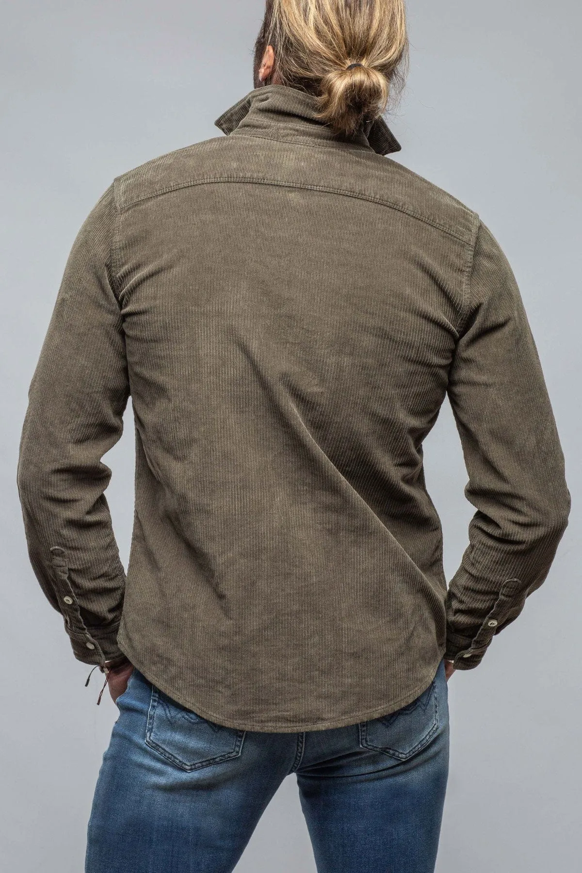 Brooks Corduroy Snap Shirt In Army