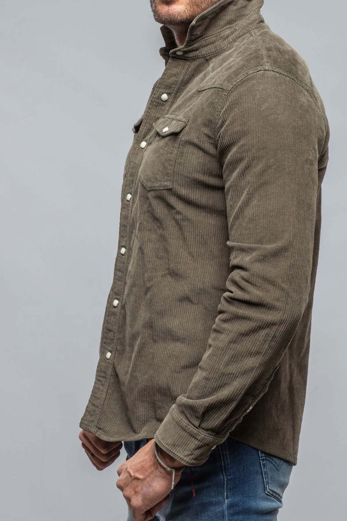 Brooks Corduroy Snap Shirt In Army