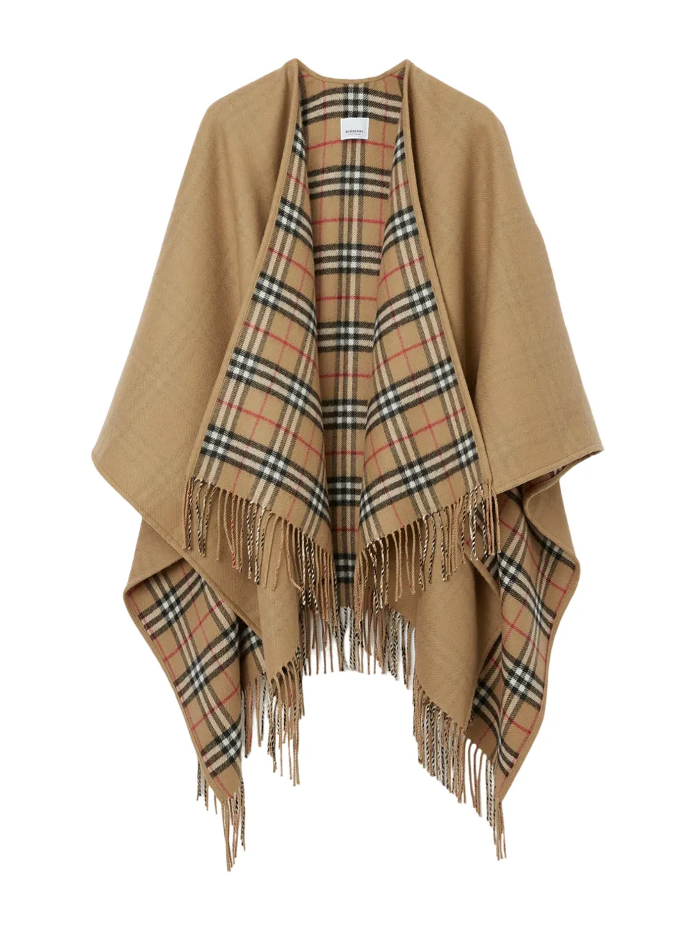 Burberry Reversible Check Wool Cape in Archive Beige