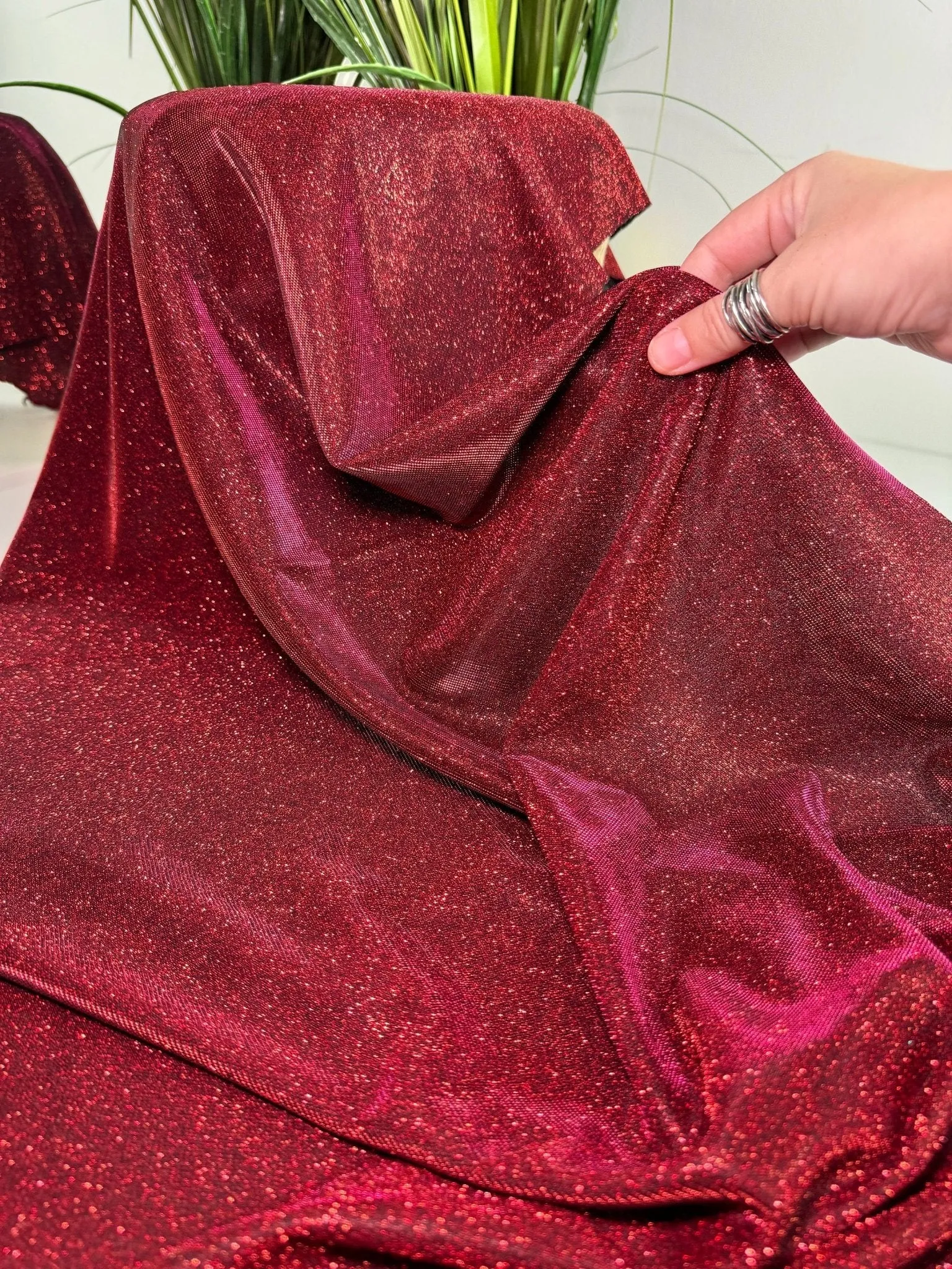 Burgundy Lurex Fabric