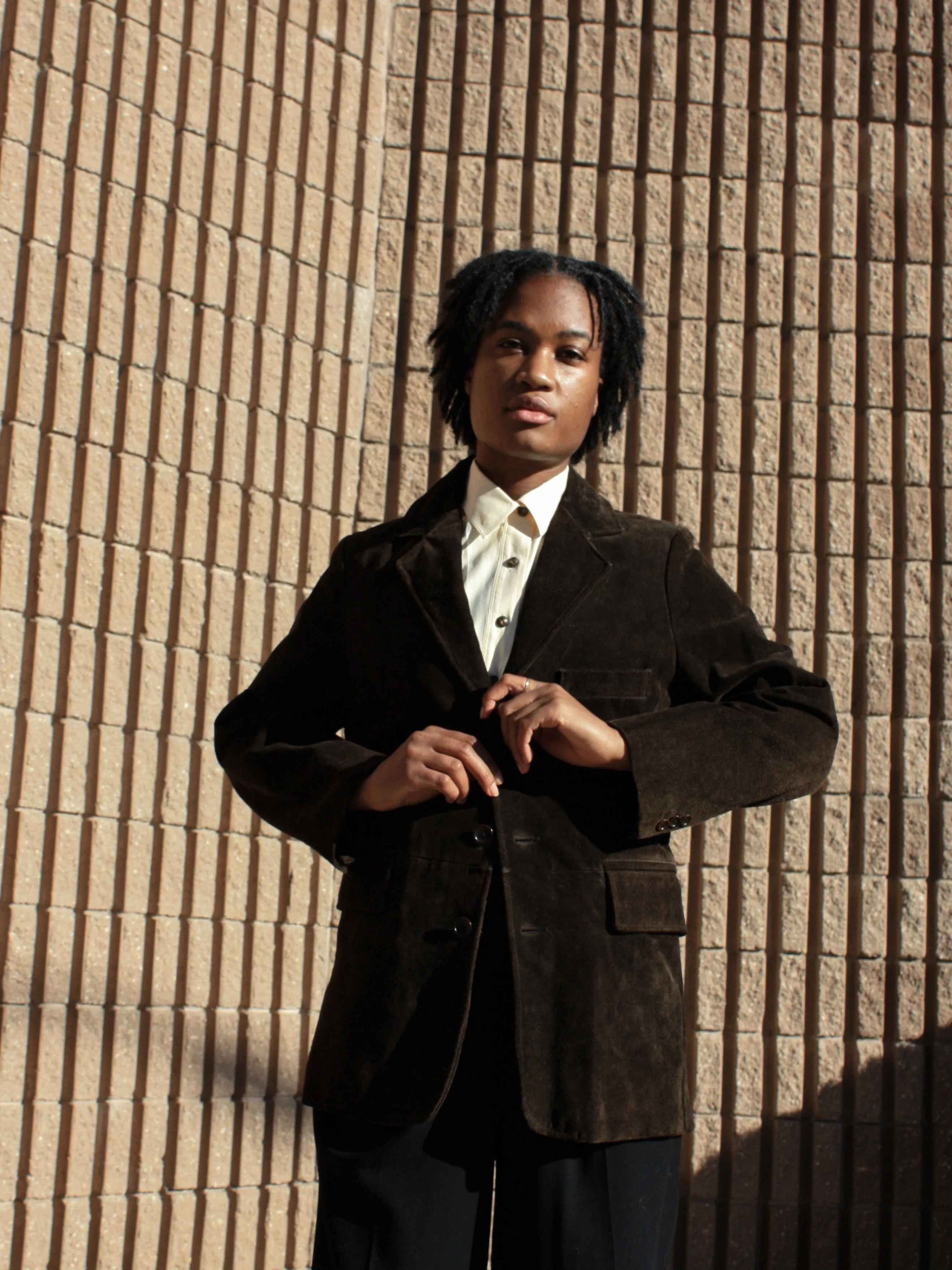 Buttoned Suede Blazer