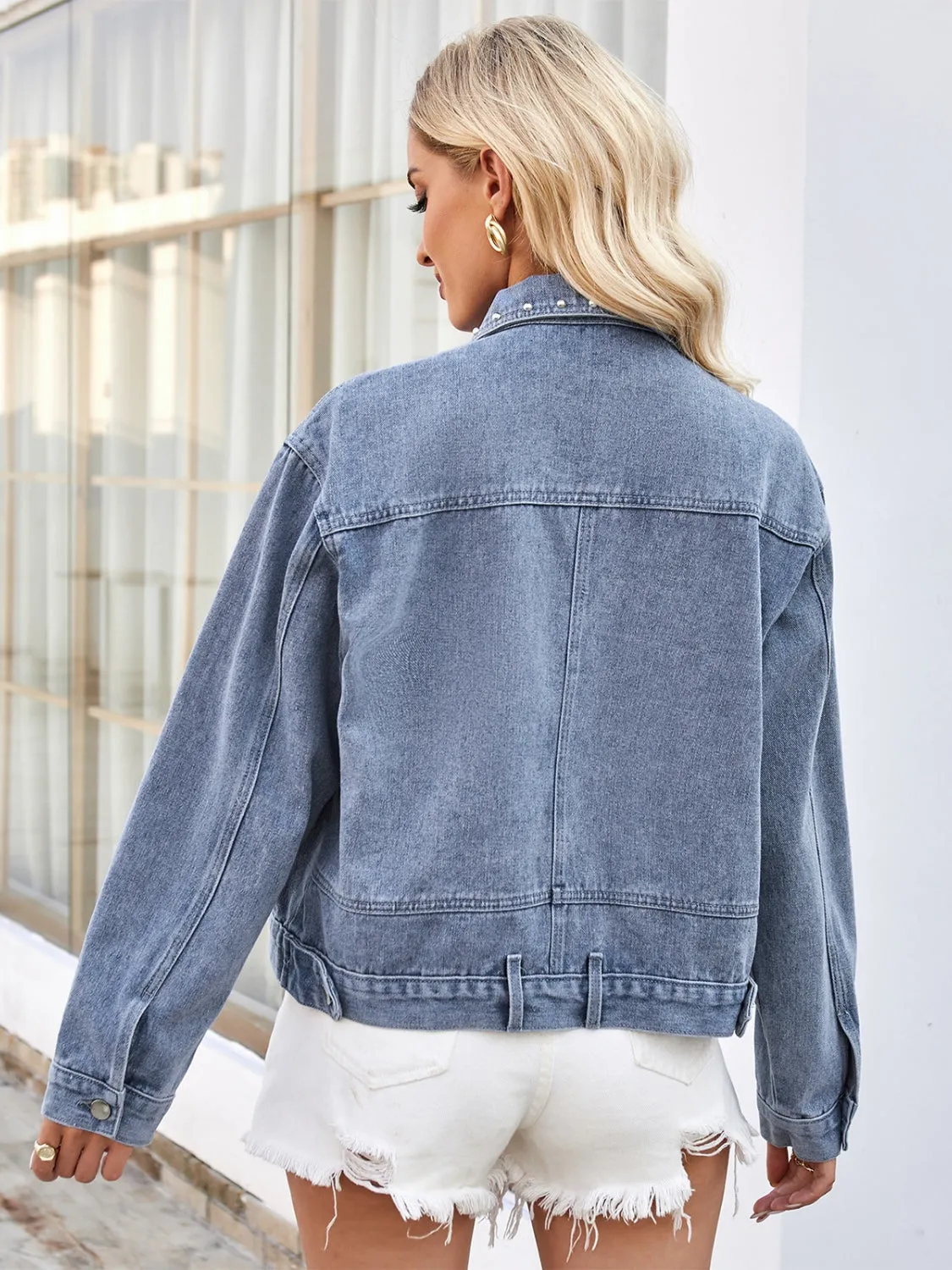 Caley Studded Long Sleeve Denim Jacket