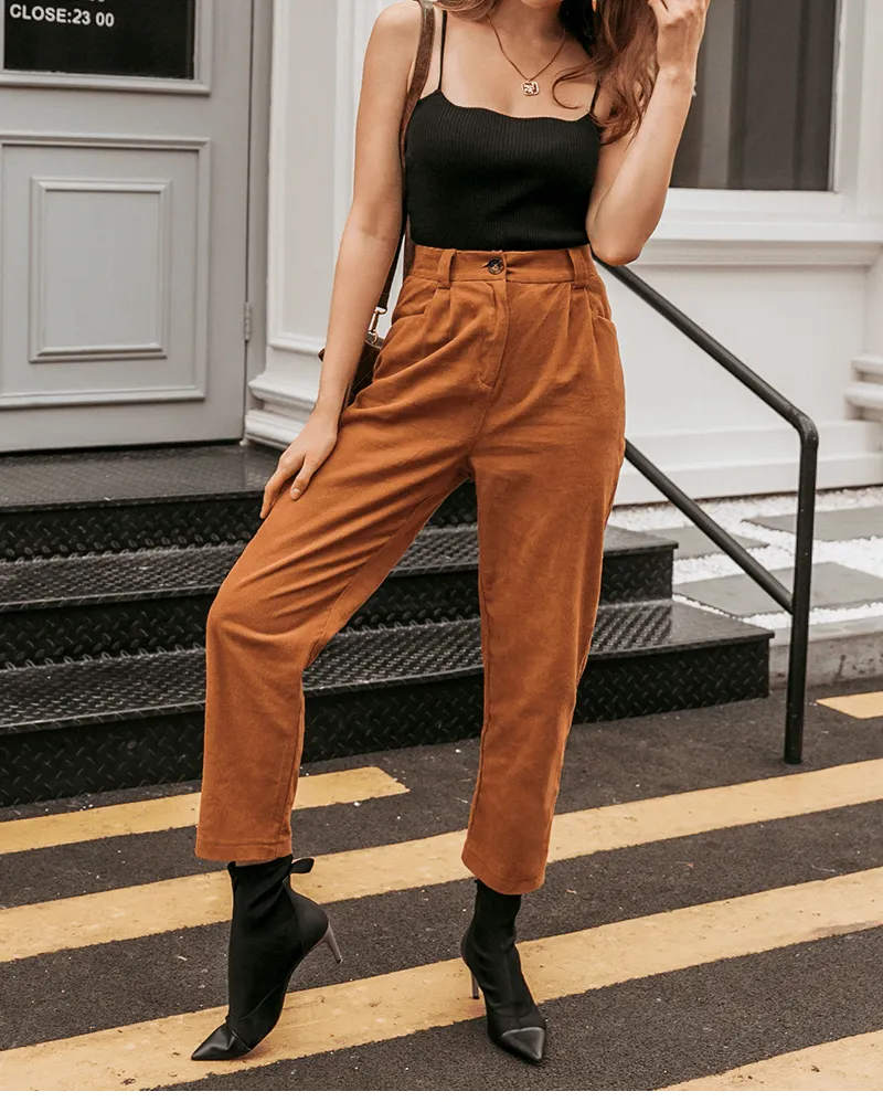 Casual Crimping Corduroy Pants