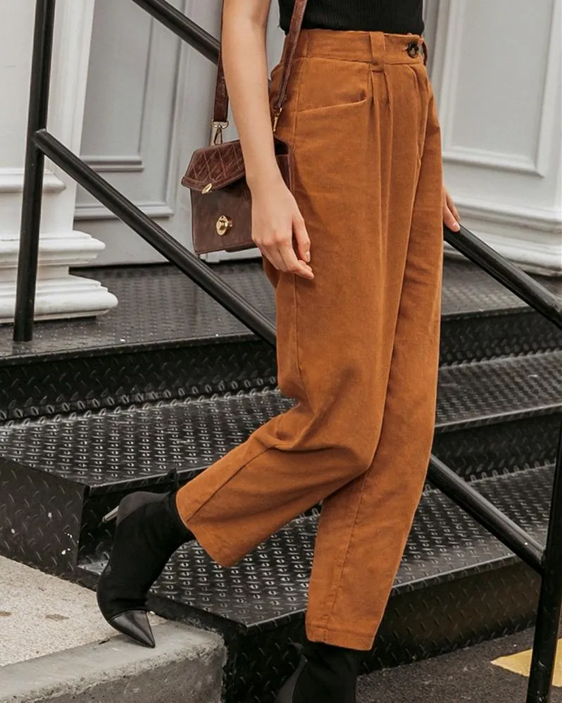 Casual Crimping Corduroy Pants