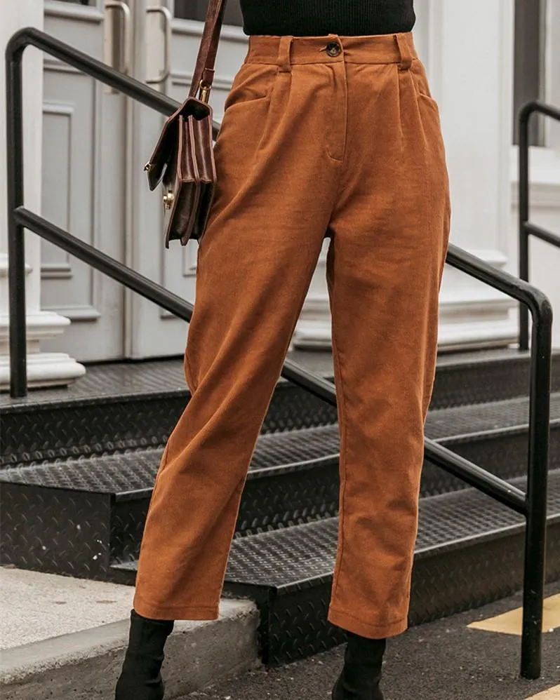 Casual Crimping Corduroy Pants