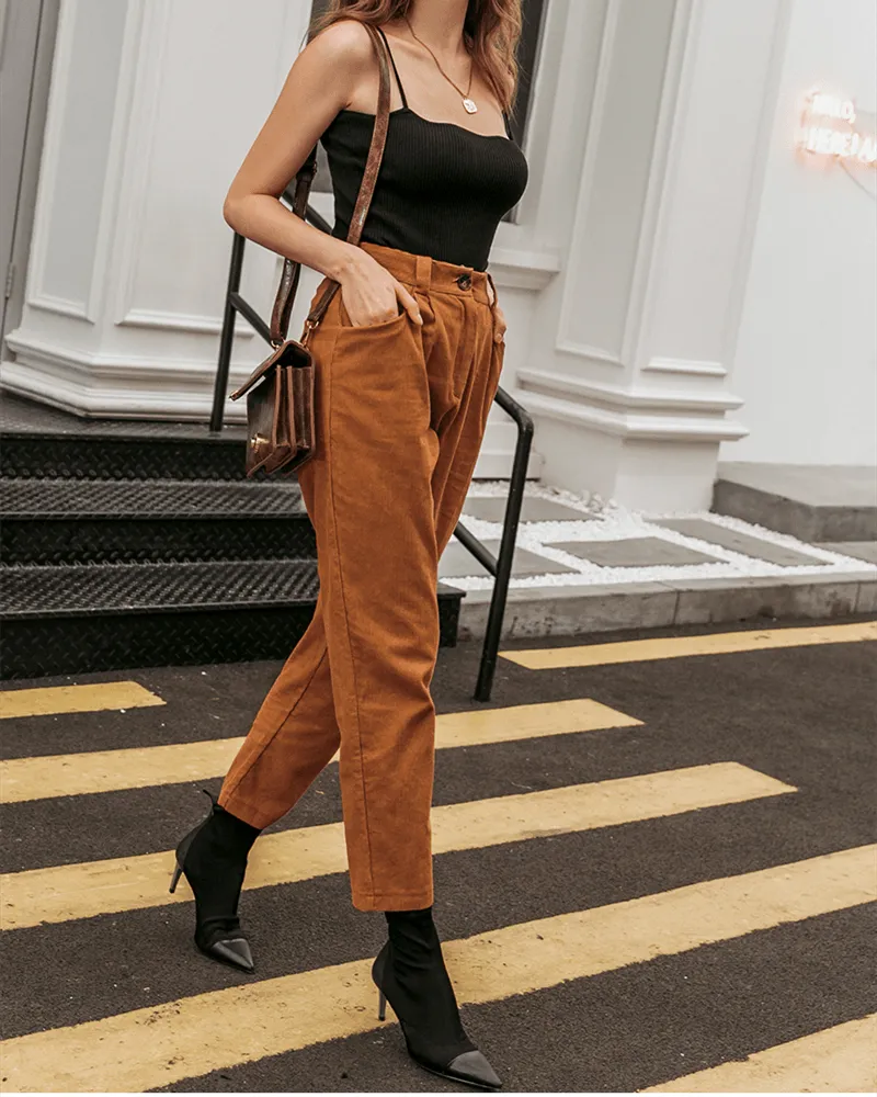 Casual Crimping Corduroy Pants