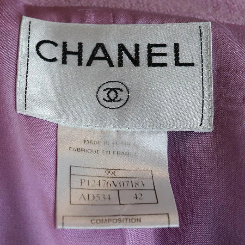 CHANEL Lavender Wool Jacket & Skirt Set Circa 1990s | Size 42