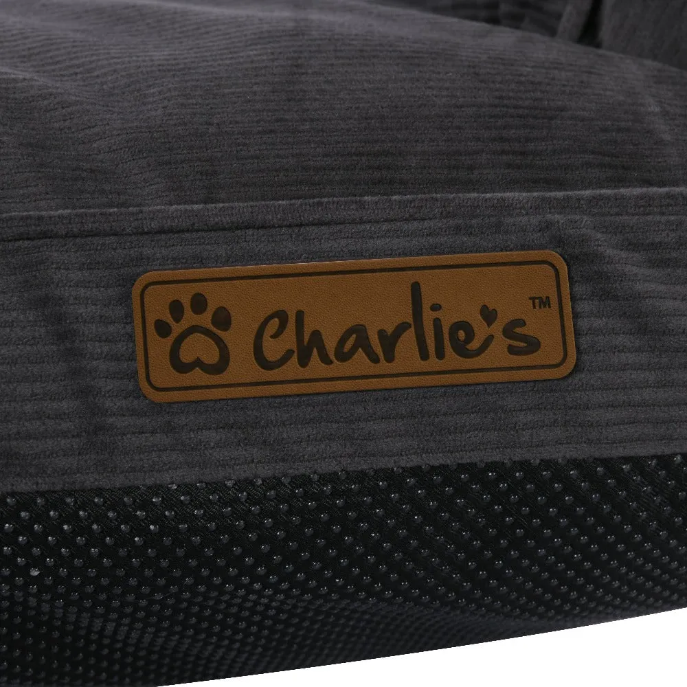 Charlie's Corduroy Dog Sofa Bed Charcoal Medium