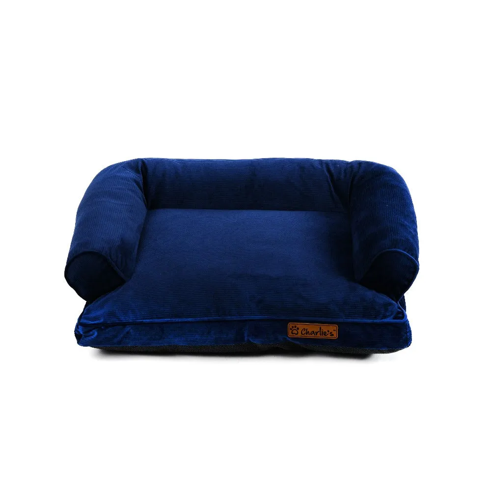 Charlie's Corduroy Dog Sofa Bed Navy Medium