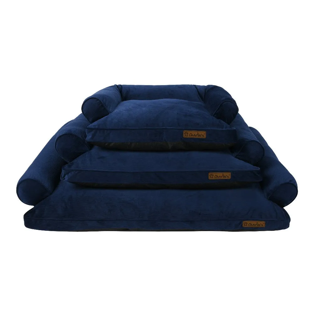 Charlie's Corduroy Dog Sofa Bed Navy Medium