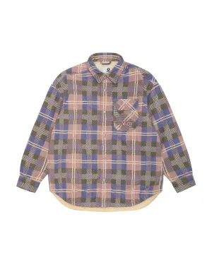 Check button down long sleeve shirt jacket