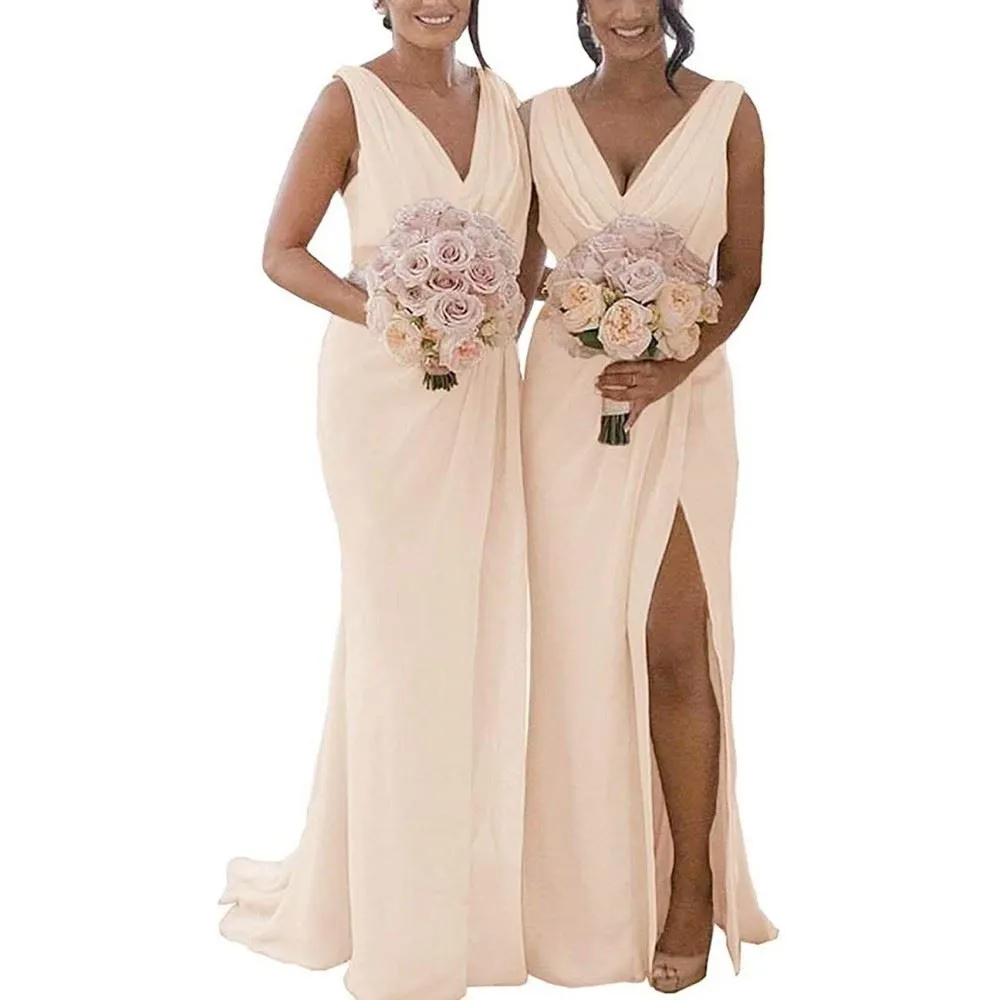 Chiffon Bridesmaid Dress Long Formal Evening Prom Party Gown
