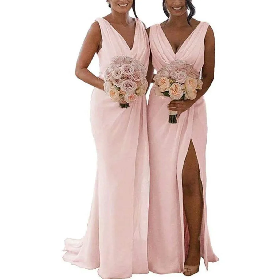Chiffon Bridesmaid Dress Long Formal Evening Prom Party Gown