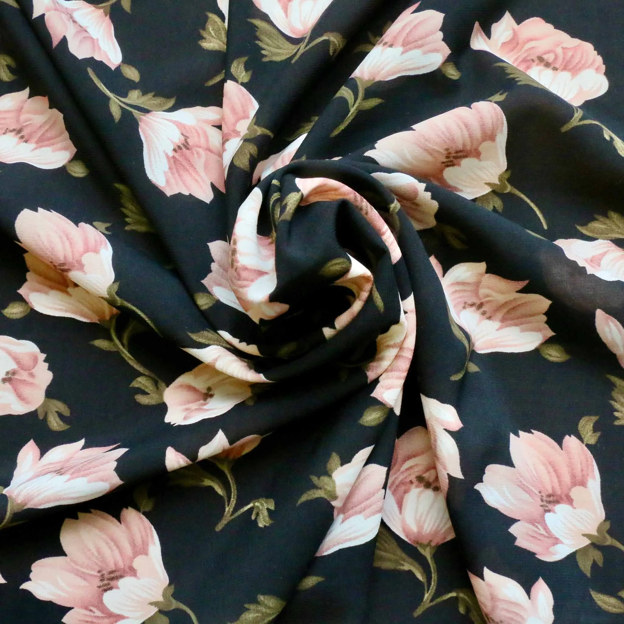 Chiffon Fabric - Black and off-white