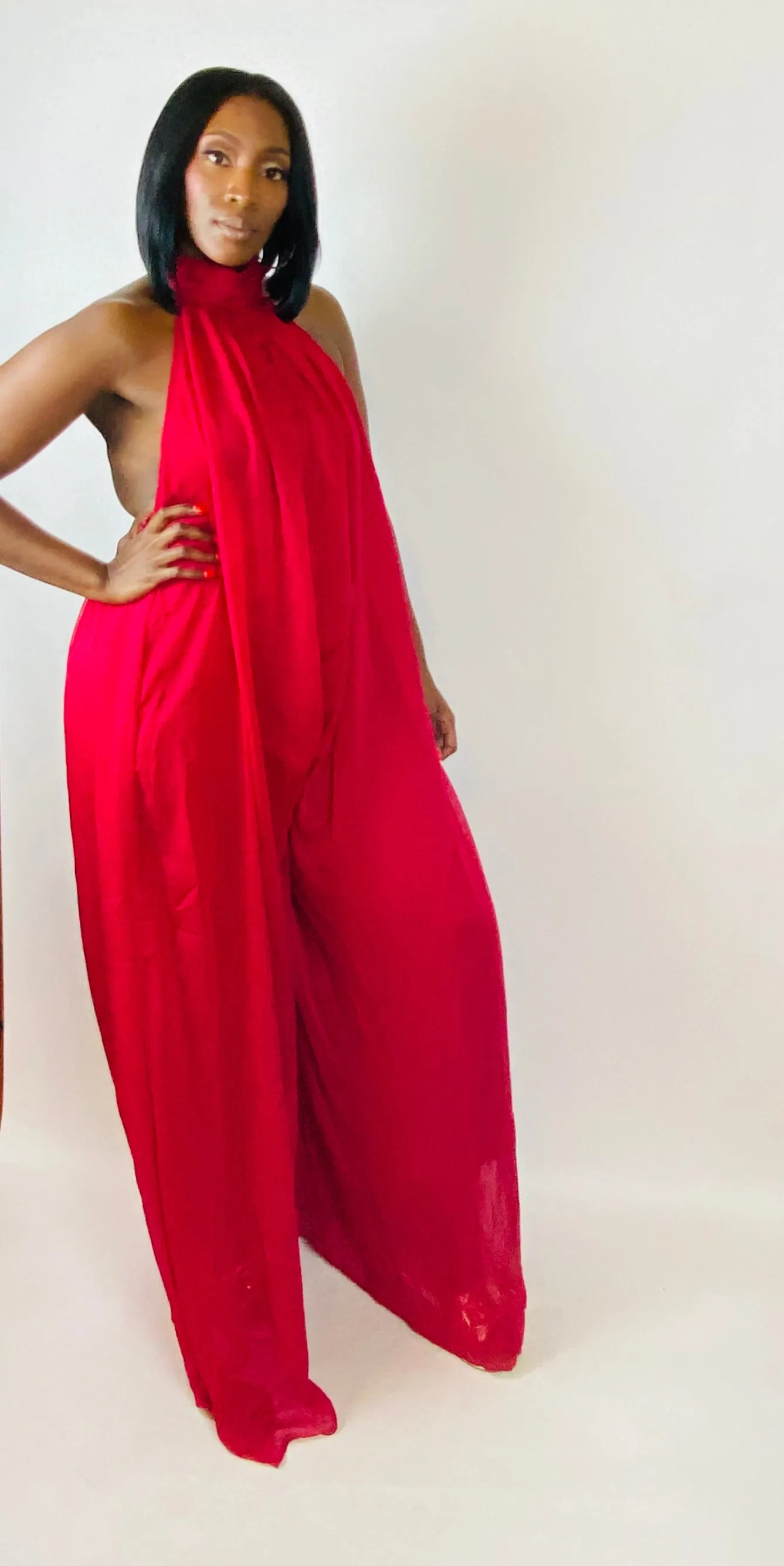 Chiffon Jumpsuit (Wine)