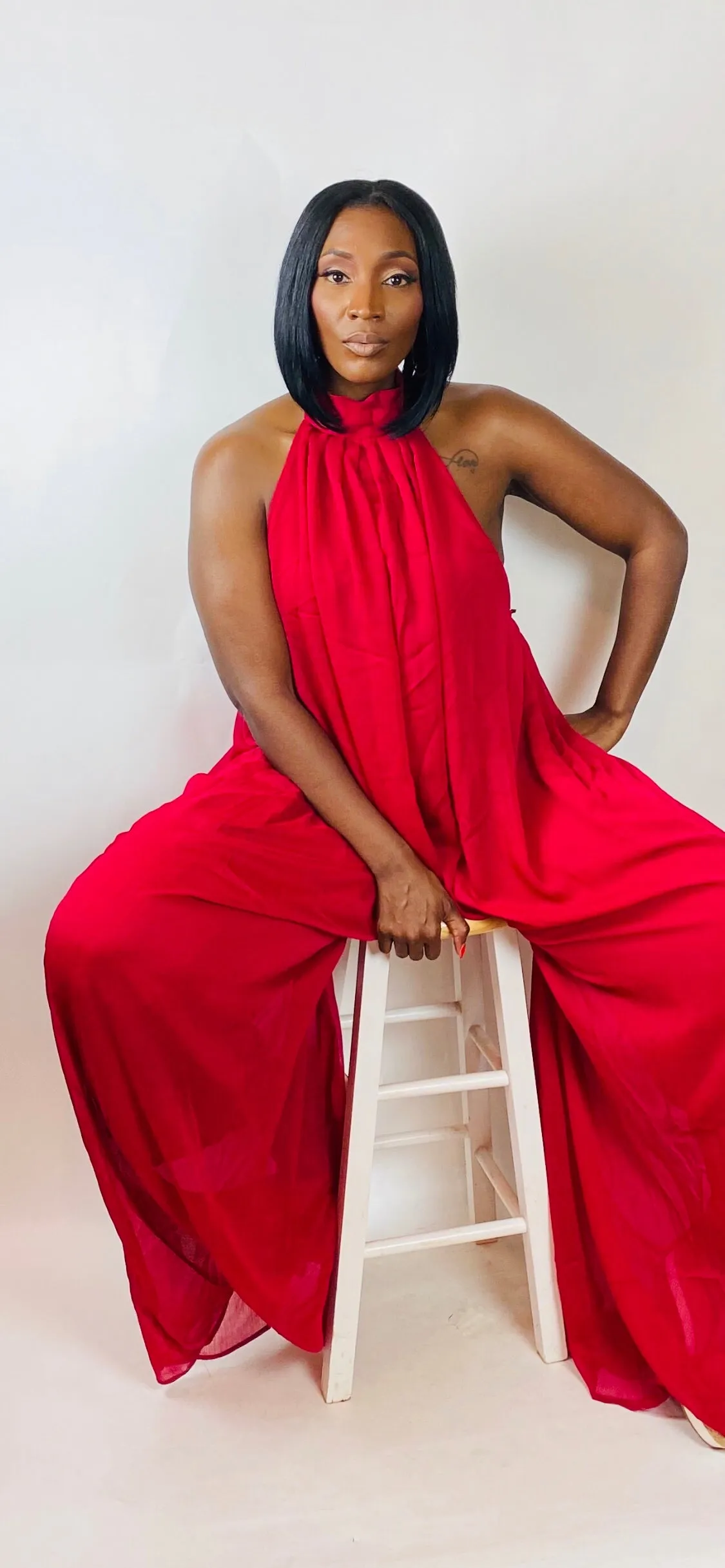 Chiffon Jumpsuit (Wine)