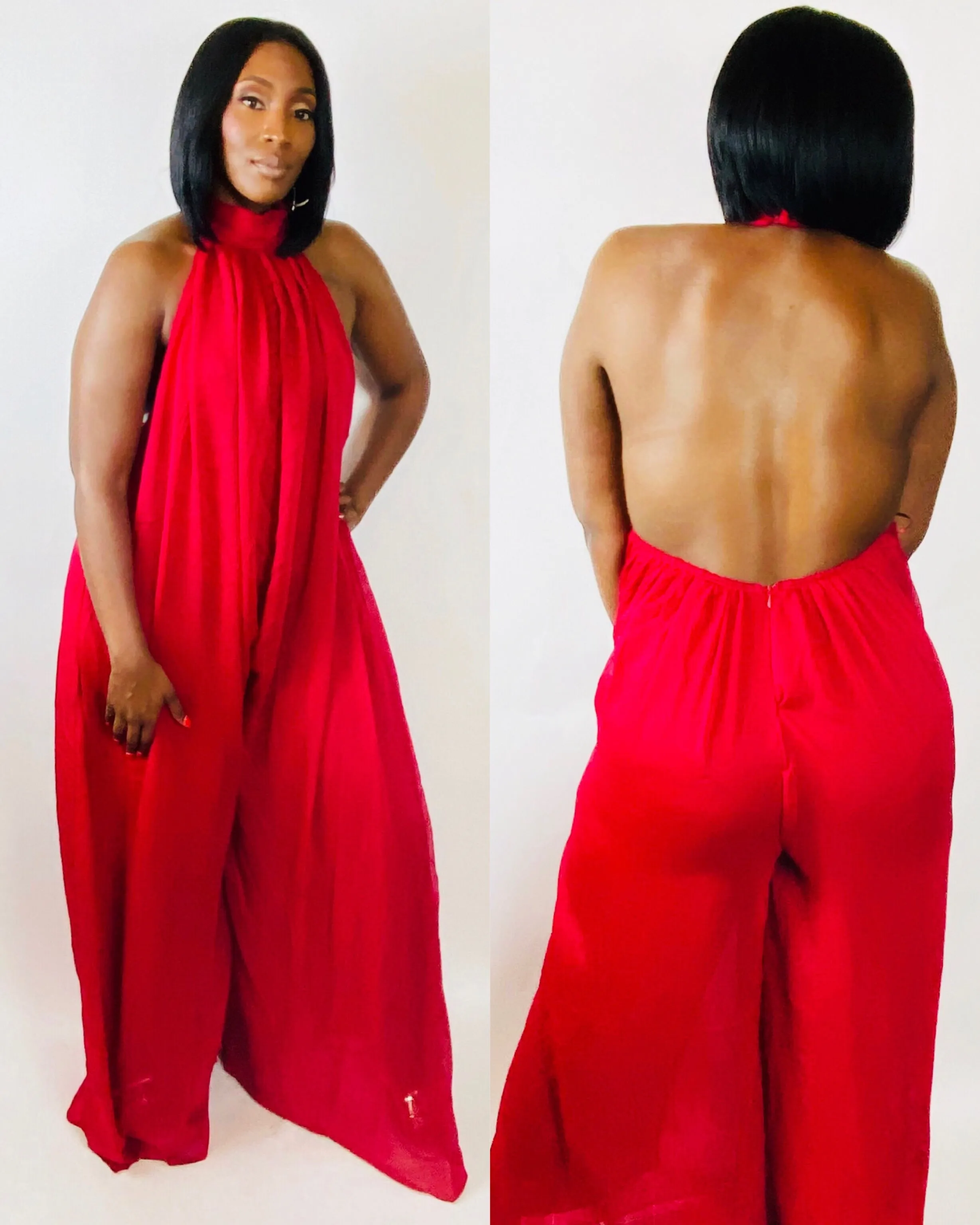 Chiffon Jumpsuit (Wine)
