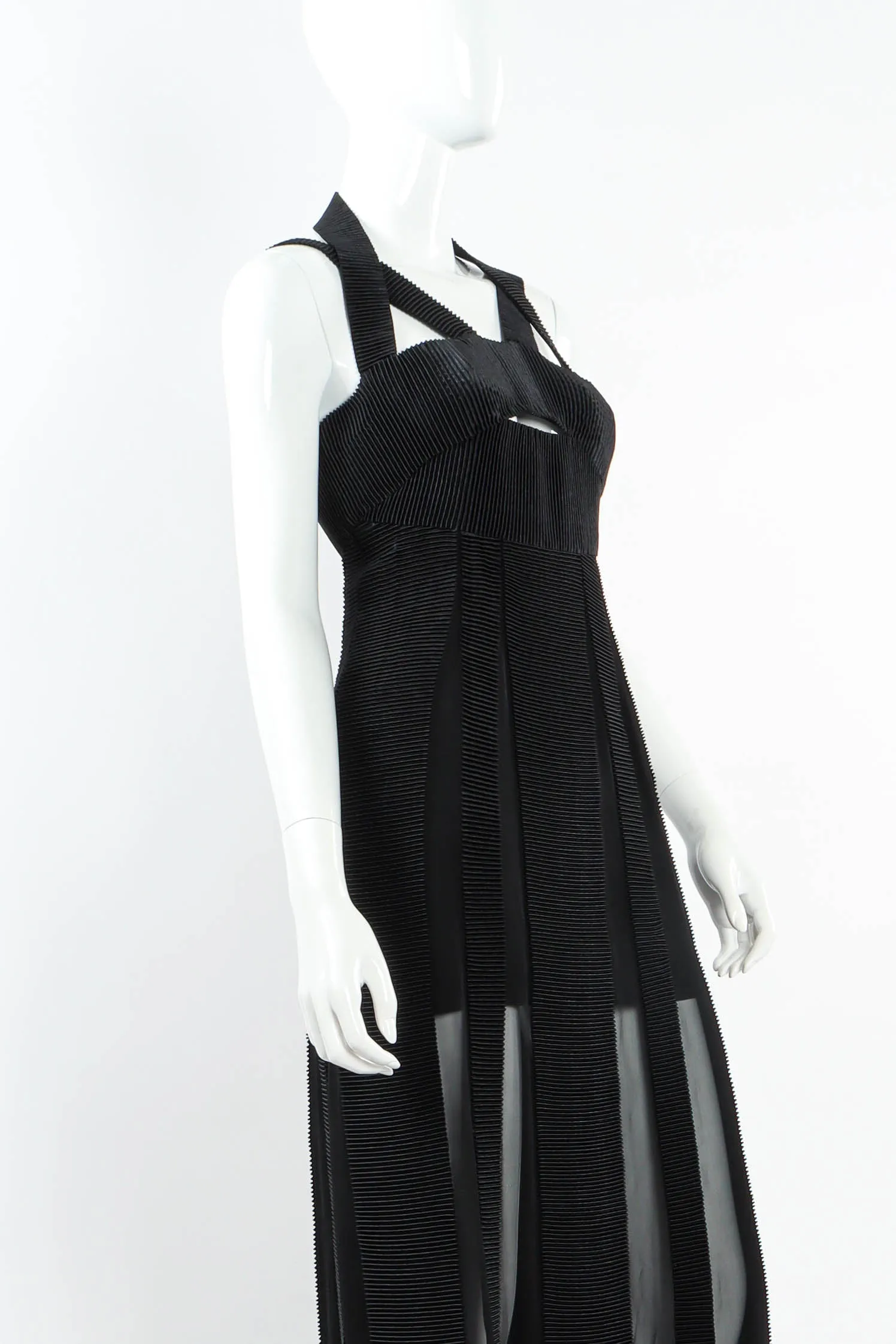 Chiffon Stripes Pleat Dress