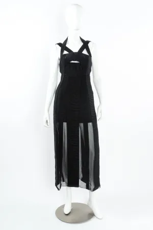 Chiffon Stripes Pleat Dress