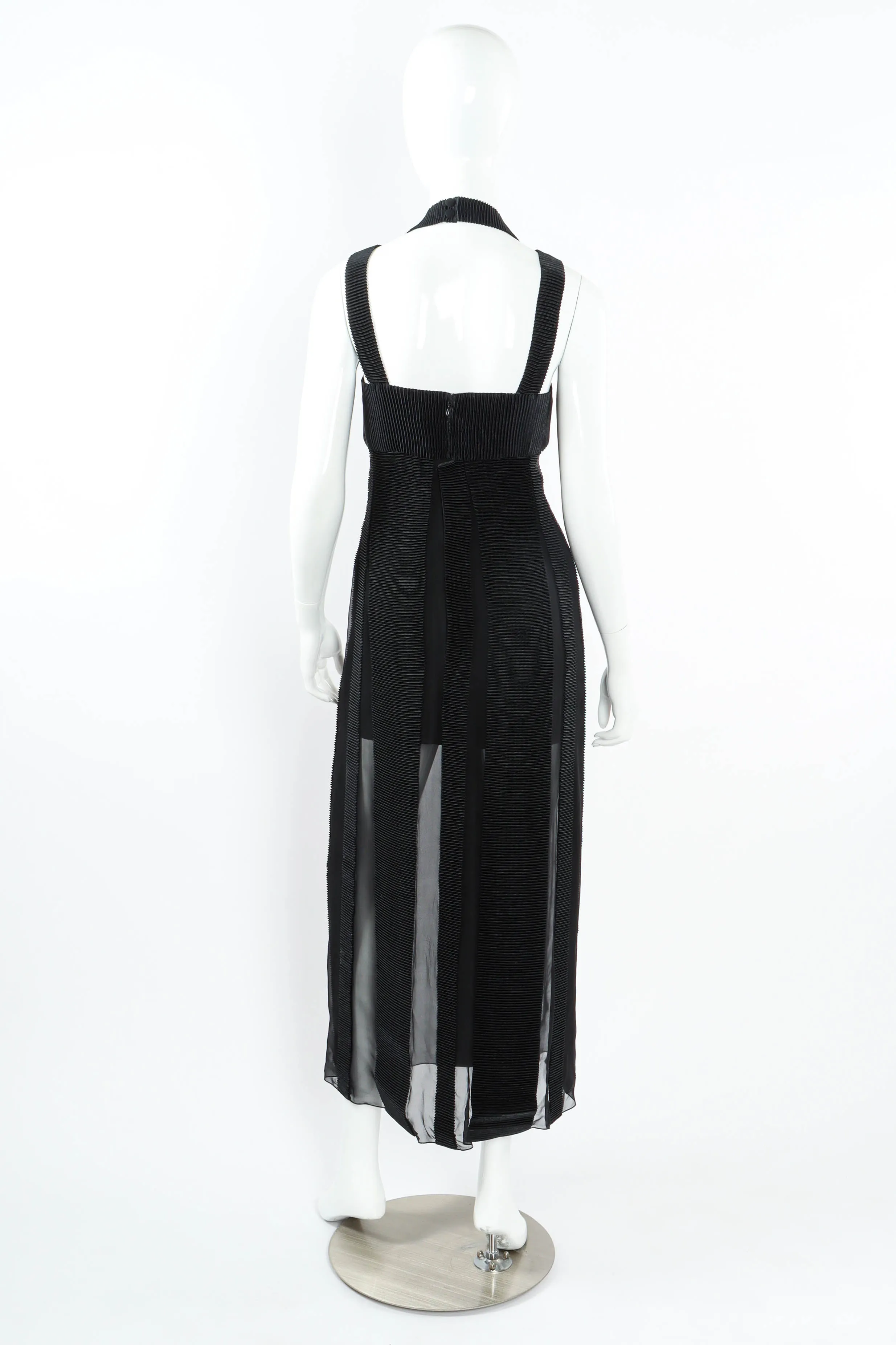 Chiffon Stripes Pleat Dress