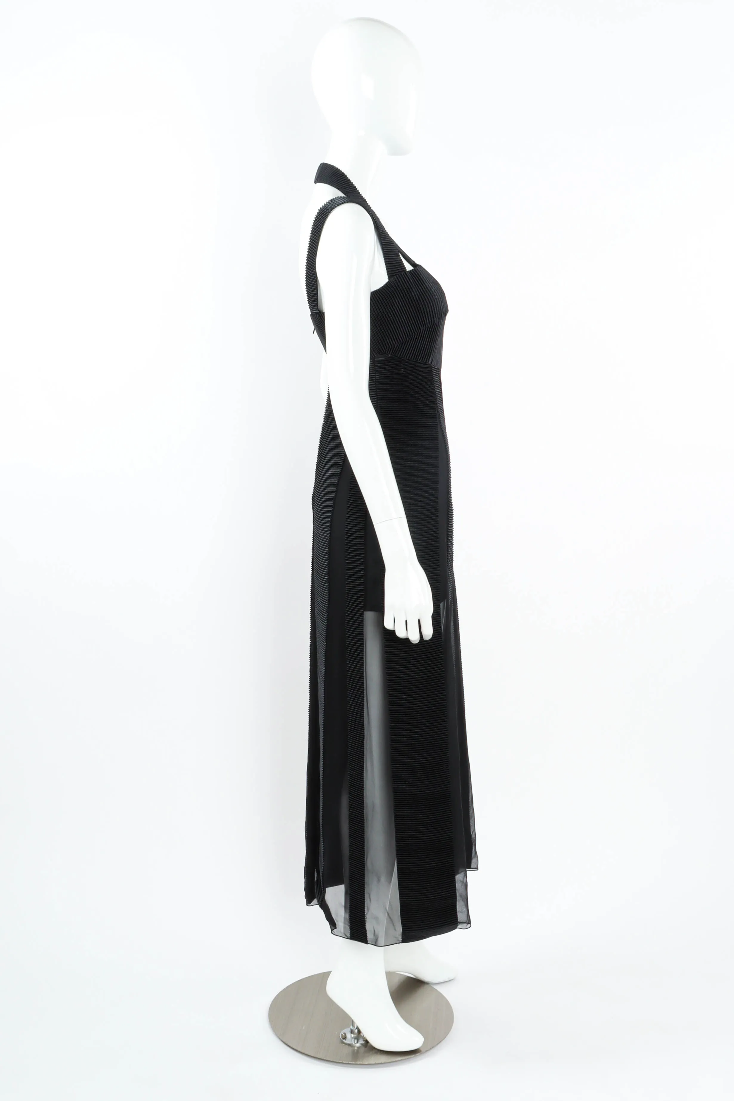 Chiffon Stripes Pleat Dress