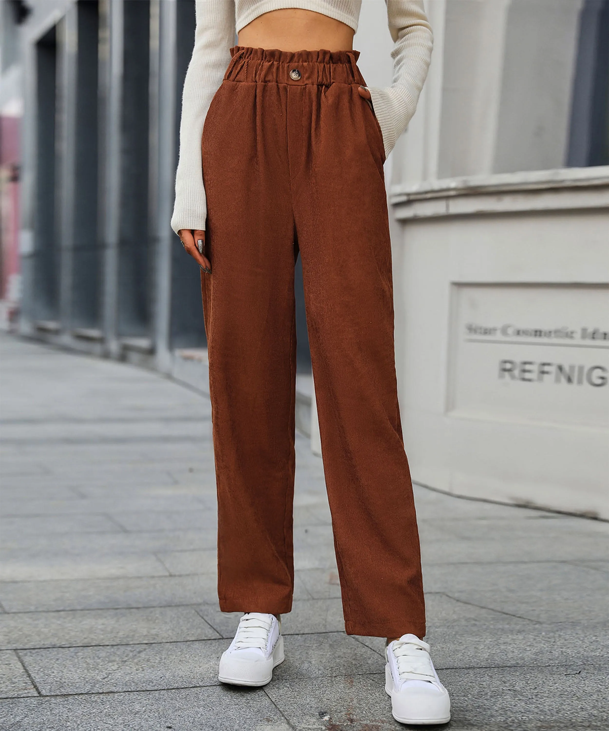 Chill Out Days Pocketed Corduroy Pants - Caramel