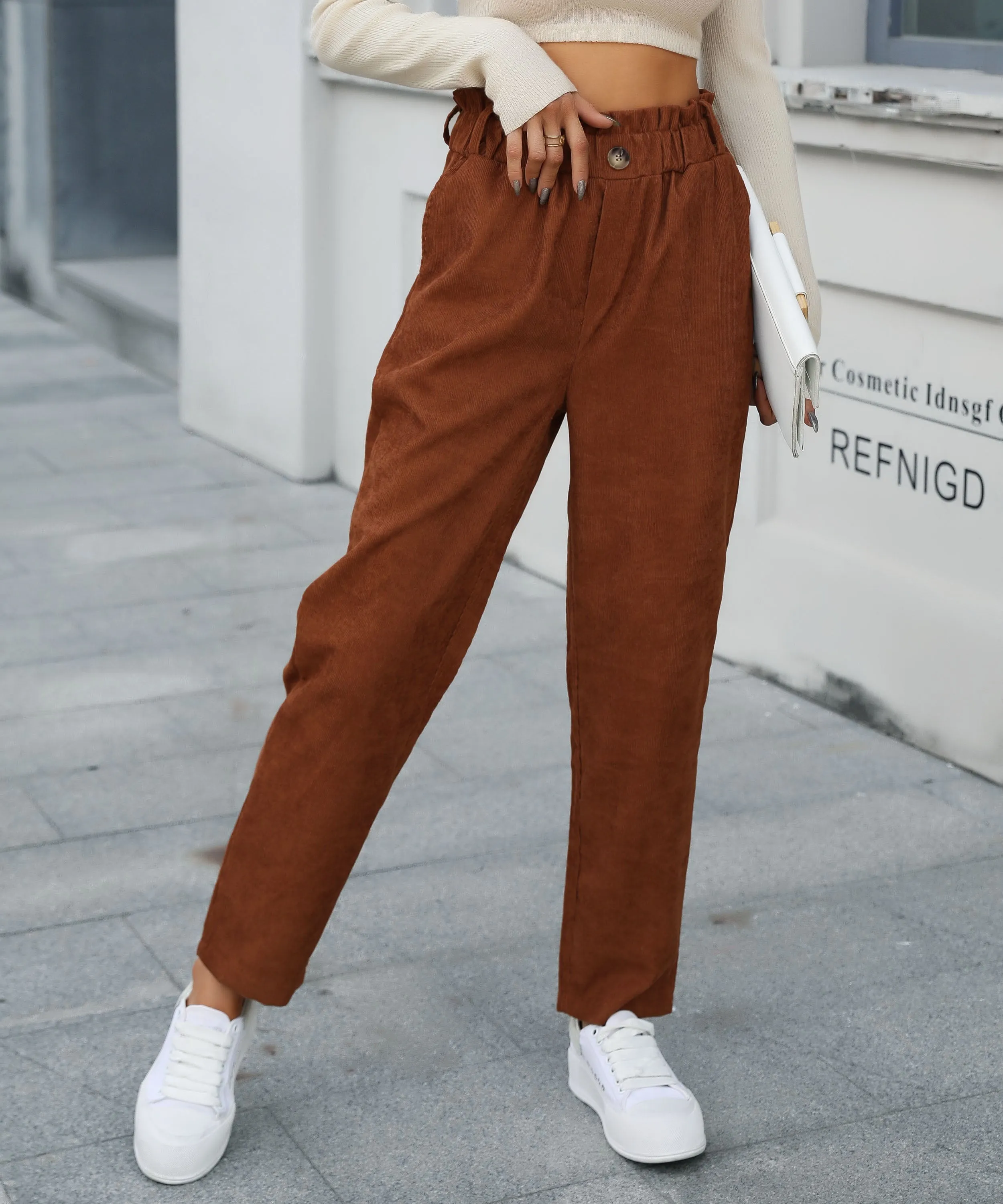 Chill Out Days Pocketed Corduroy Pants - Caramel