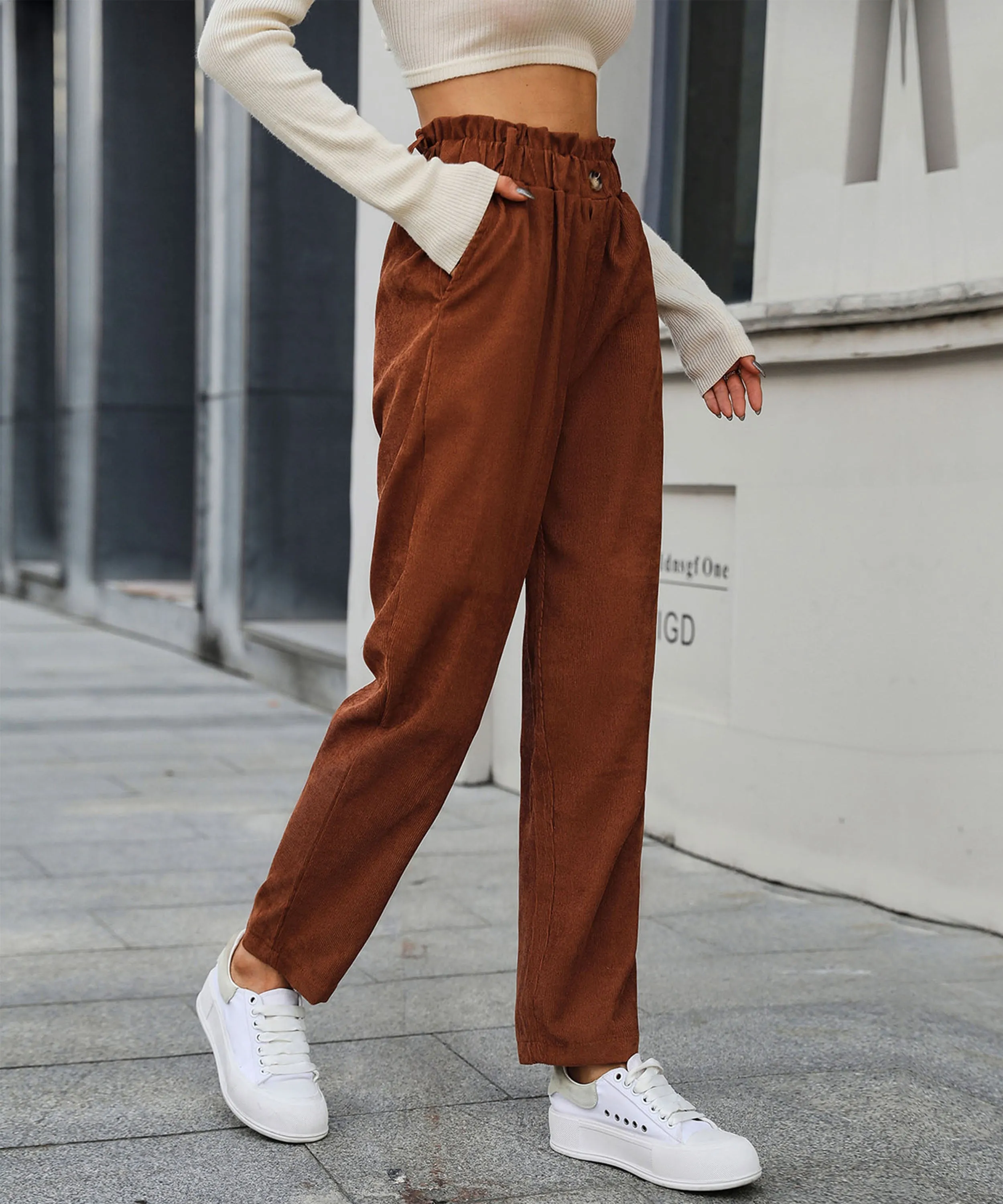 Chill Out Days Pocketed Corduroy Pants - Caramel