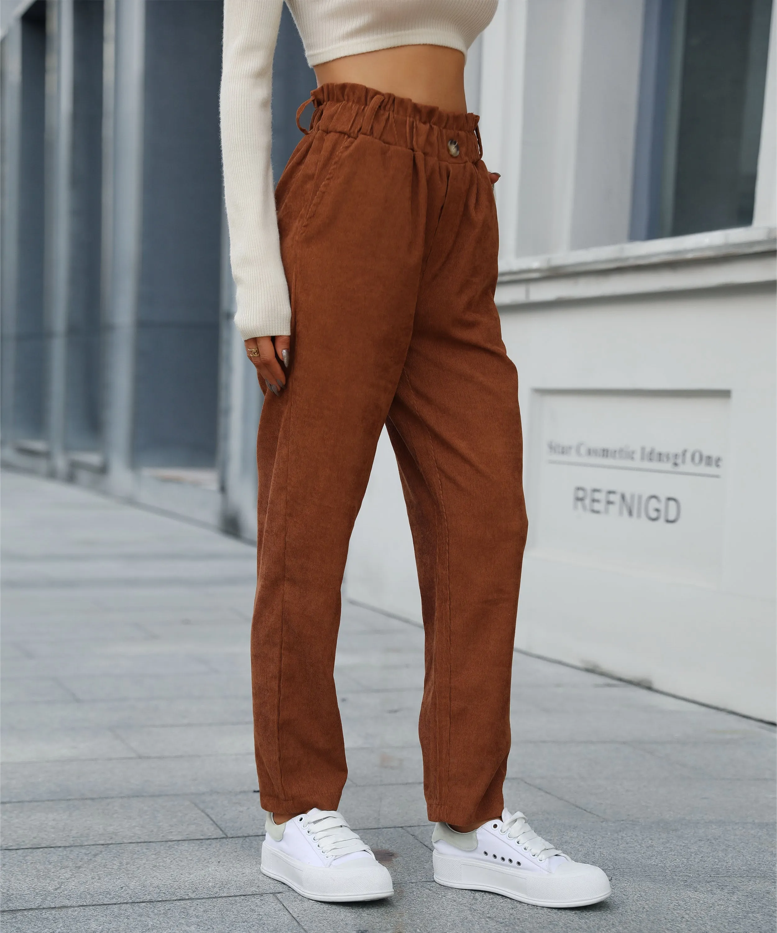 Chill Out Days Pocketed Corduroy Pants - Caramel