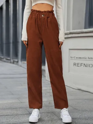 Chill Out Days Pocketed Corduroy Pants - Caramel