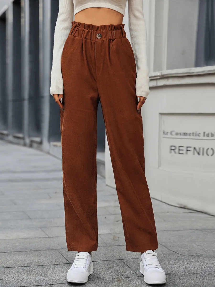 Chill Out Days Pocketed Corduroy Pants - Caramel