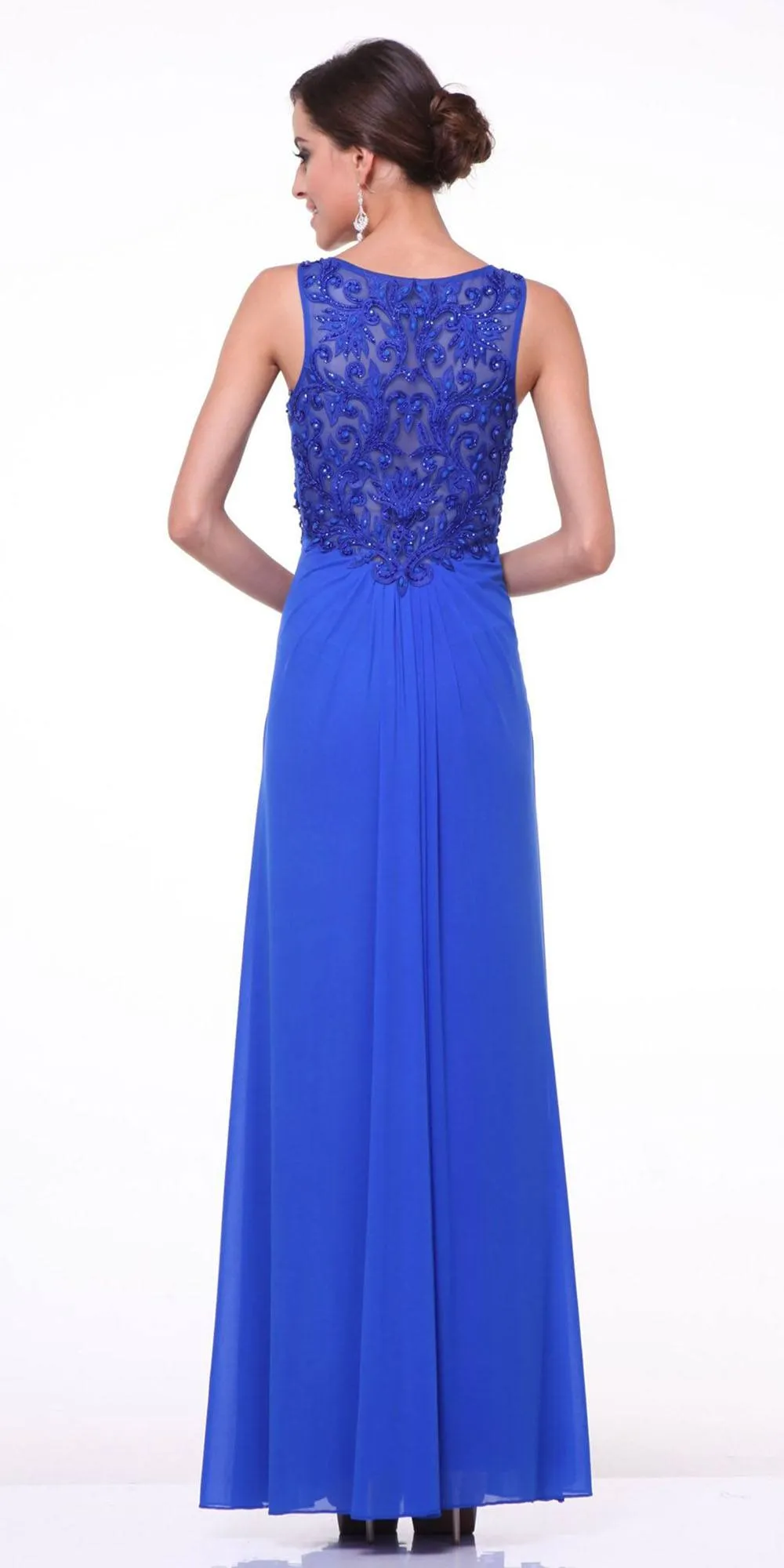 Cinderella Divine 73 Twist Front Evening Dress Chiffon Front Slit V-Neckline