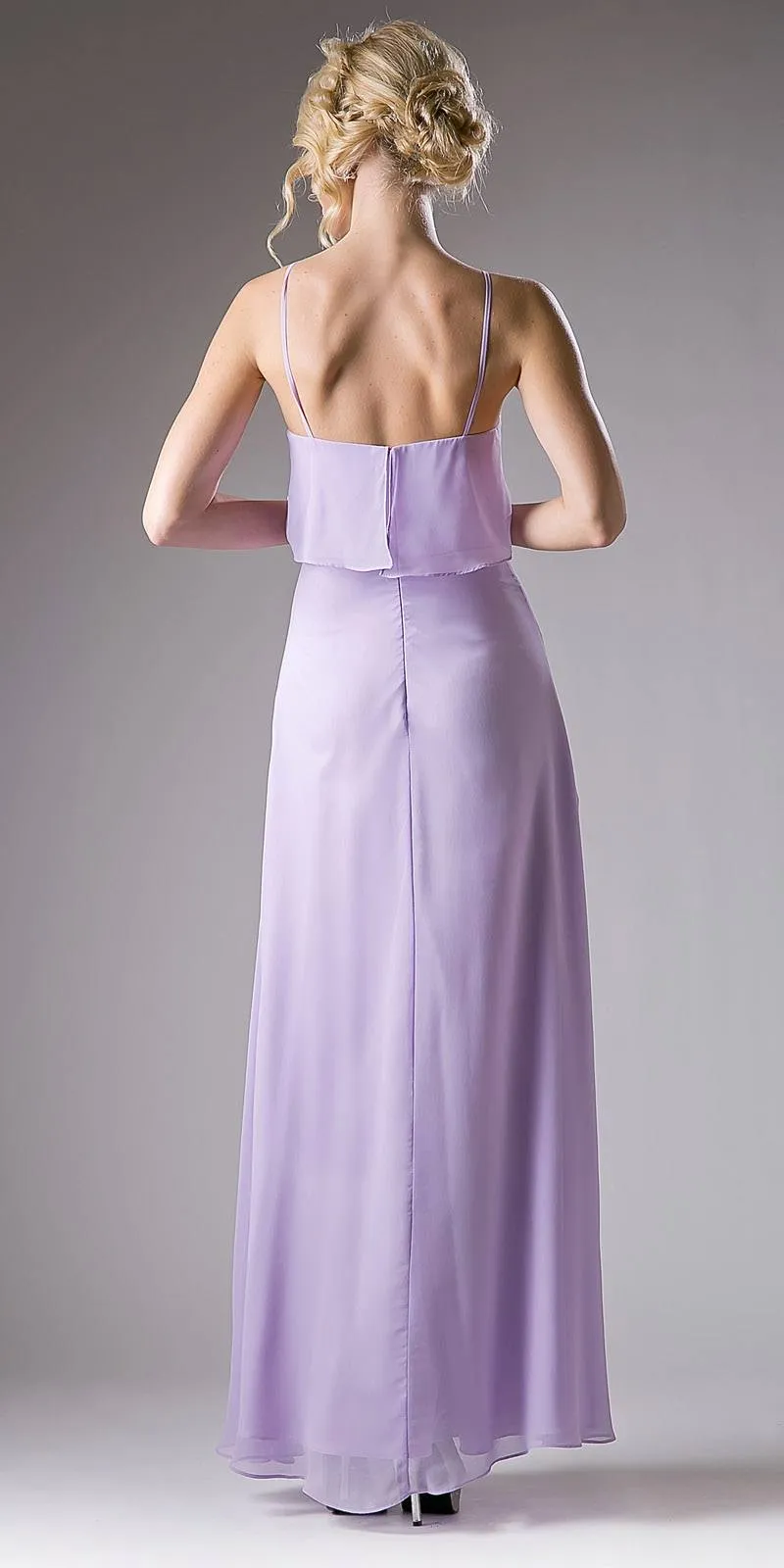 Cinderella Divine CF129 Halter Ruffled Bust Long A-Line Dress