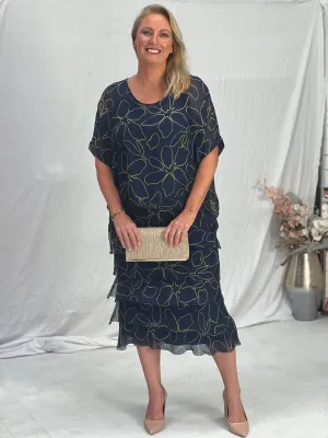 Clyde Deep Blue Silk Dress