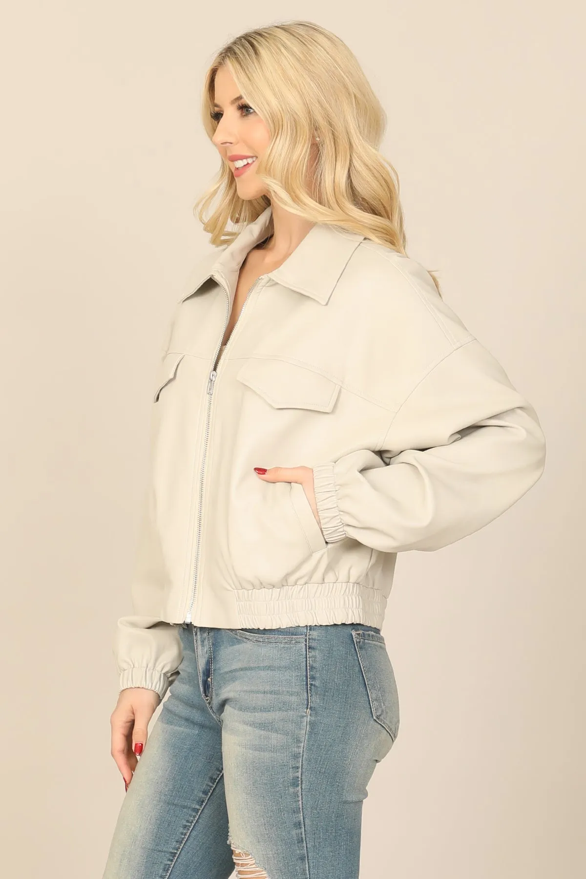 COLLARED ZIP-UP JACKET