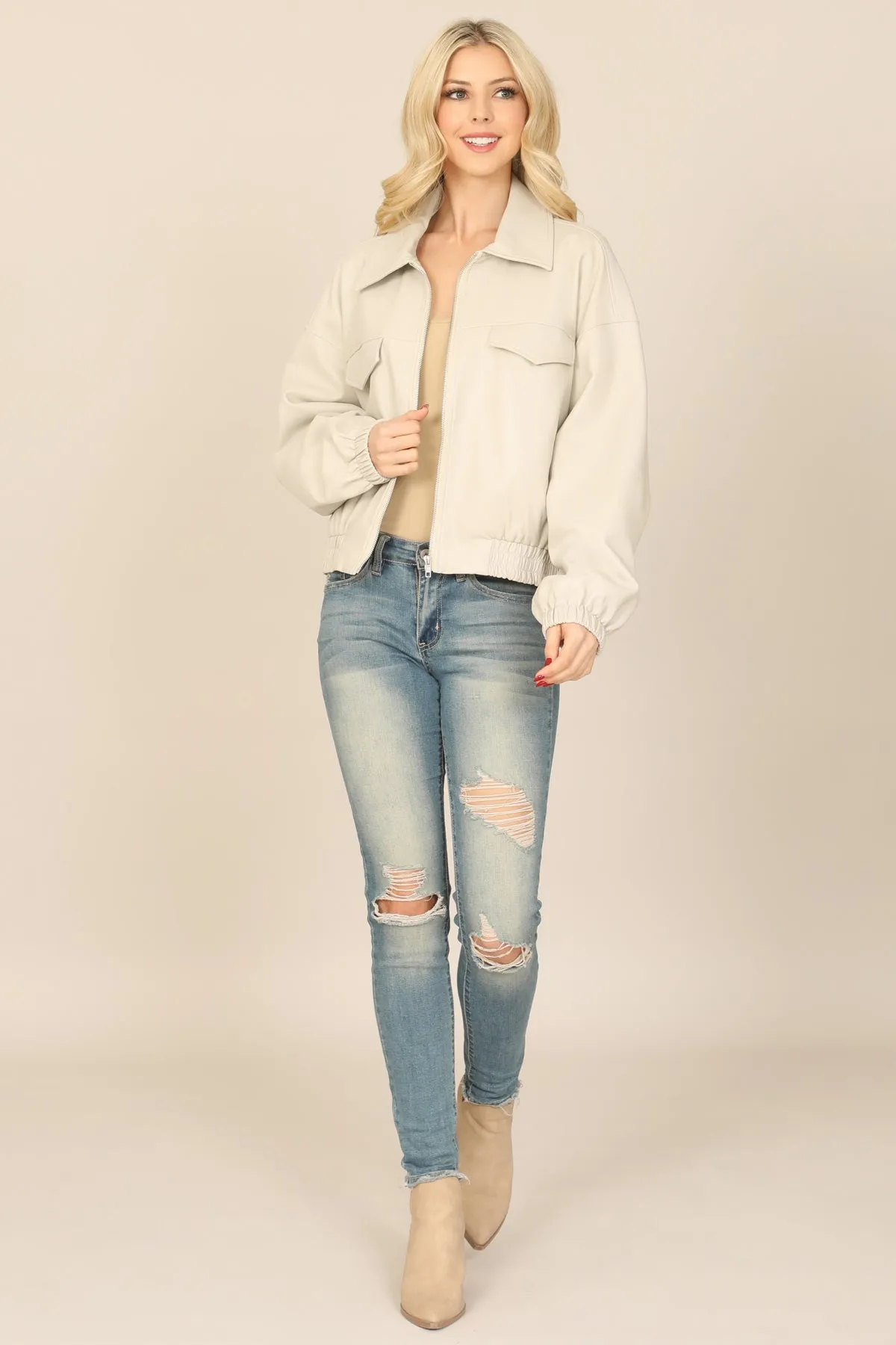 COLLARED ZIP-UP JACKET