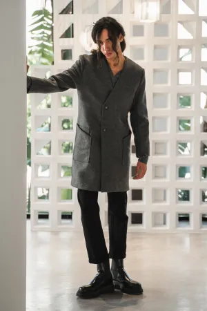 Collarless coat
